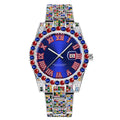 Hip Hop Men Fashion Color Full Diamond Date Quartz Watches