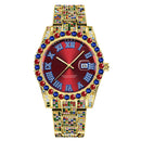 Hip Hop Men Fashion Color Full Diamond Date Quartz Watches