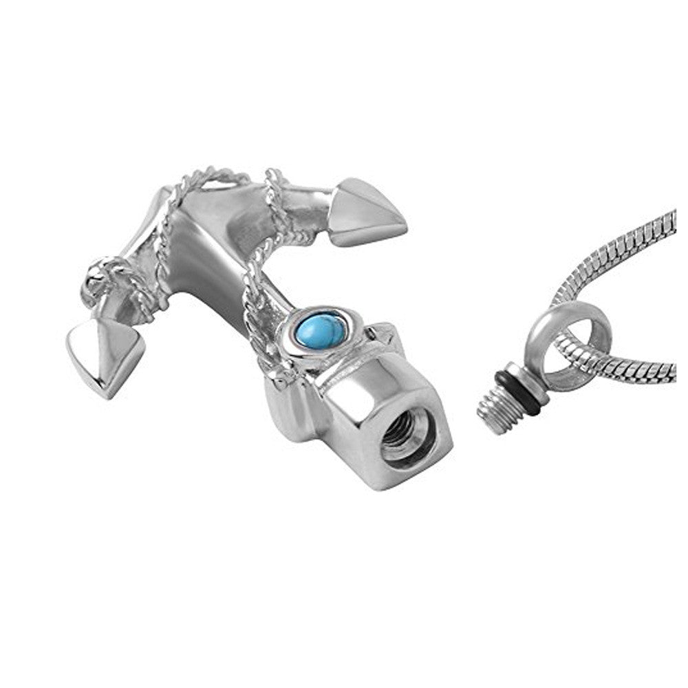 Stainless Steel Perfume Bottle Pendant Commemorative Pet Urn Necklace European And American Men Boat Anchor Pendant