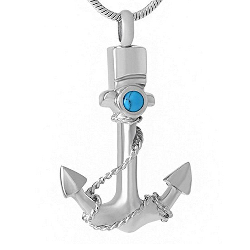 Stainless Steel Perfume Bottle Pendant Commemorative Pet Urn Necklace European And American Men Boat Anchor Pendant